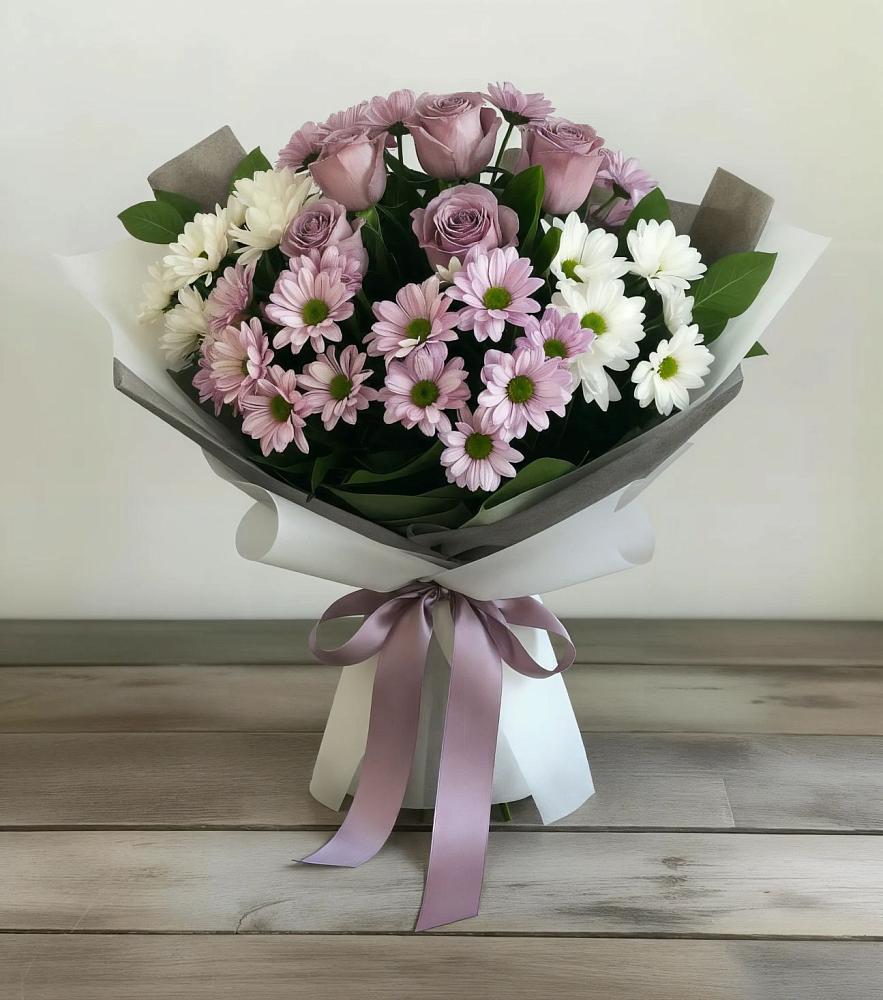 Букет цветов из: Хризантемы и Розы в Фатеево