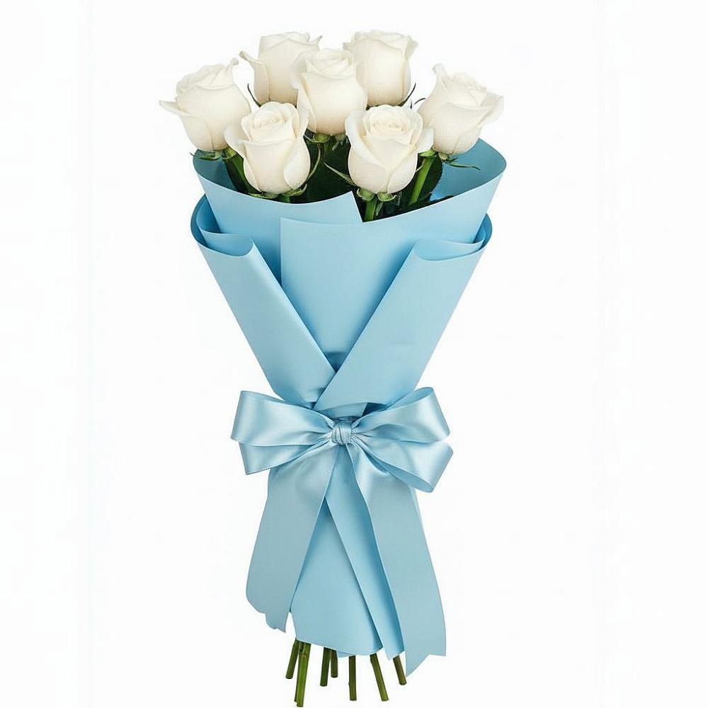 Букет 7 белых роз Проуд в Фатеево