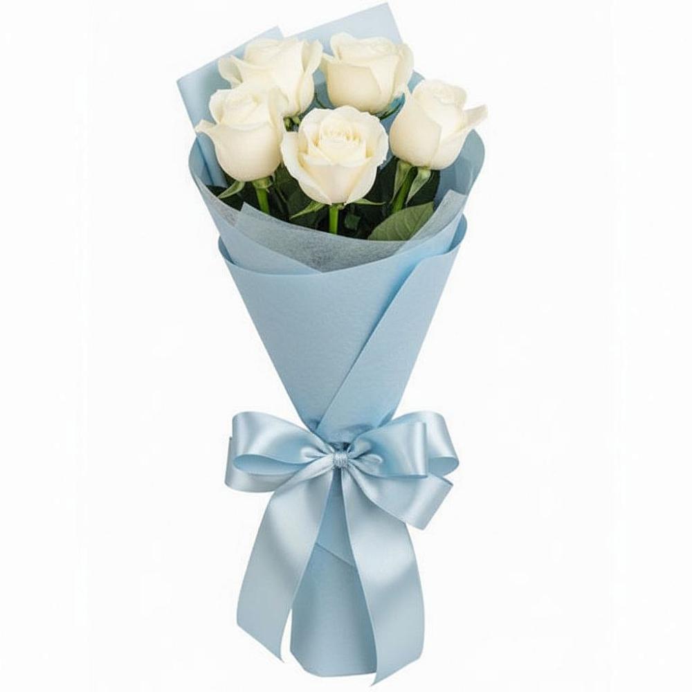 Букет 5 Белых роз Проуд в Фатеево