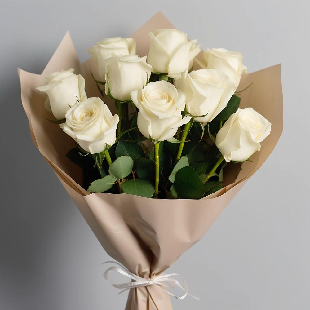 Букет 9 Белых роз Эдлесс Лав в Фатеево