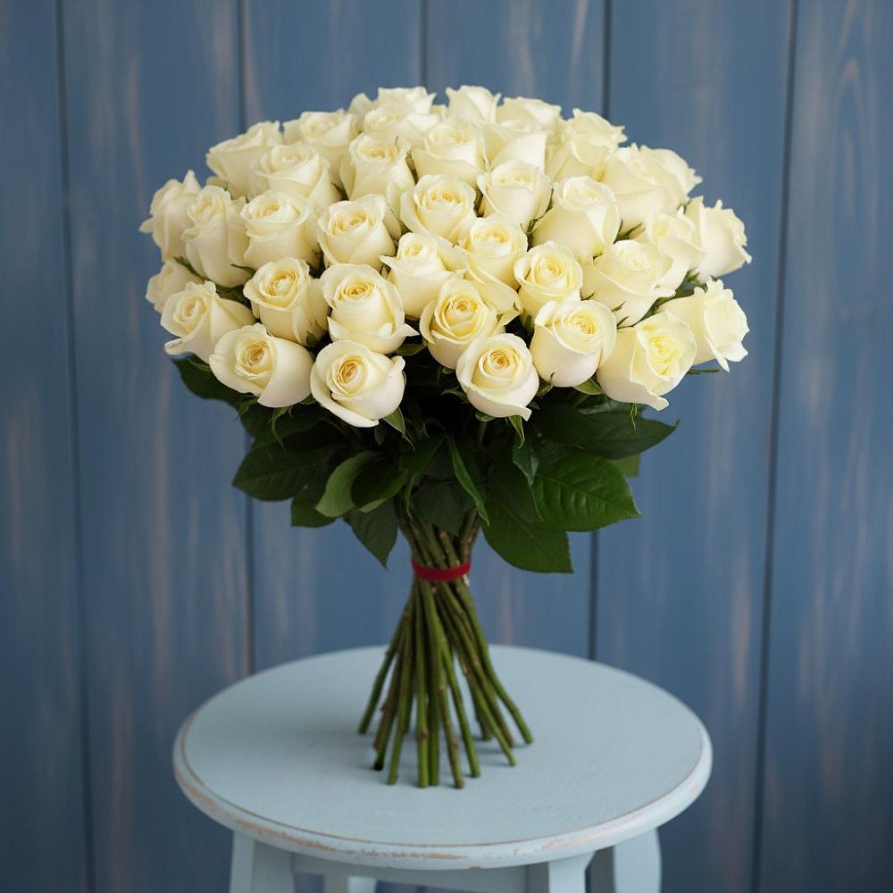 Букет 51 Белая роза Эдлесс Лав в Фатеево