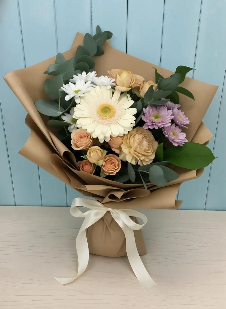 Букет цветов из: Герберы и Хризантемы в Фатеево