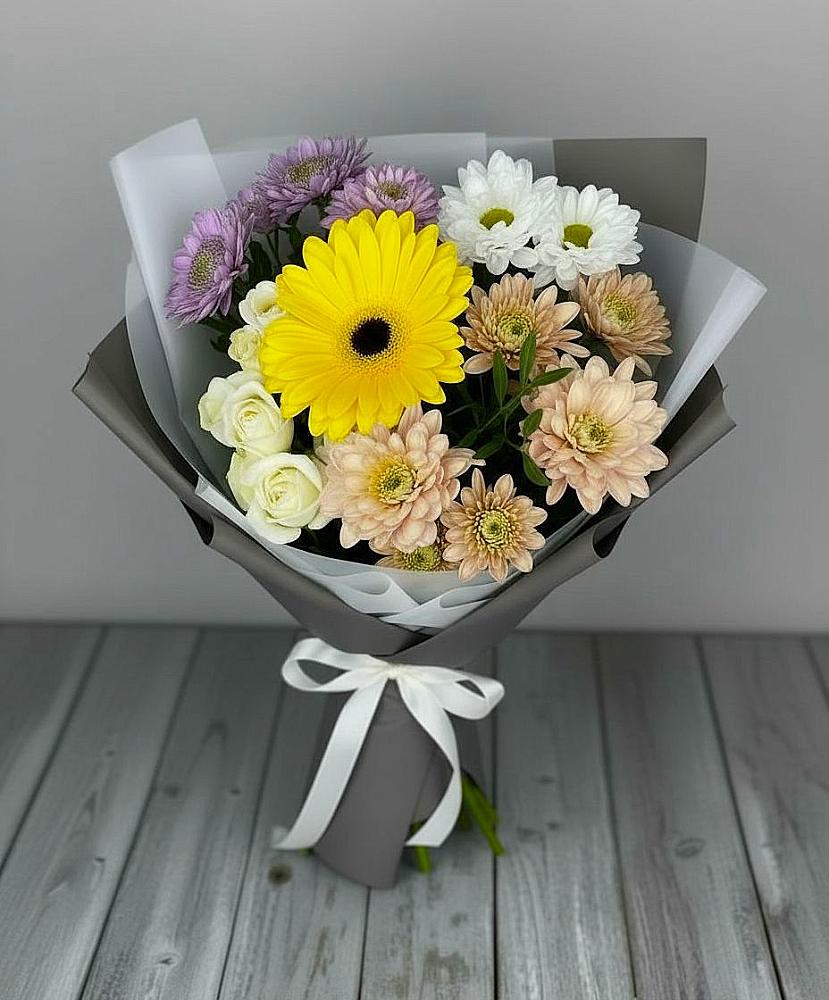Букет цветов из: Розы, Герберы и Хризантемы в Фатеево