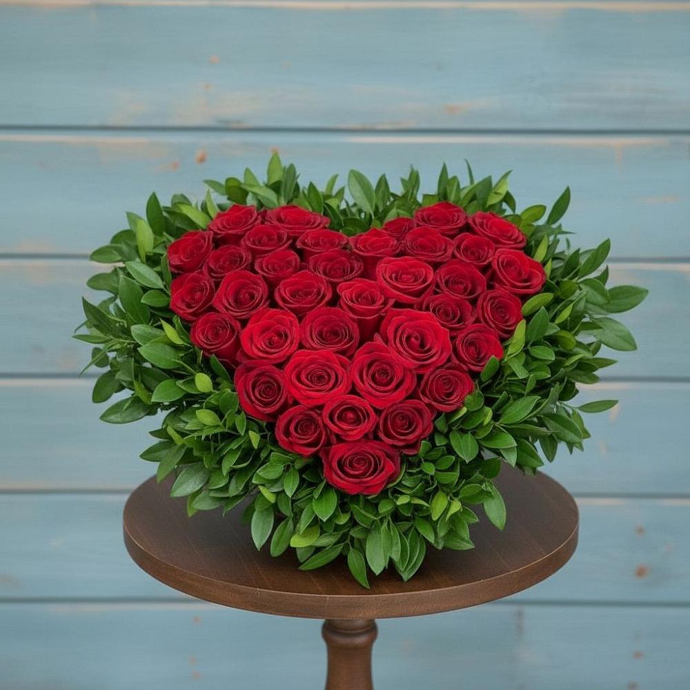 Цветочная композиция из Розы в виде сердца в Фатеево