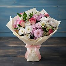 Букет цветов из:  Хризантемы, Альстромерии и Розы в Фатеево