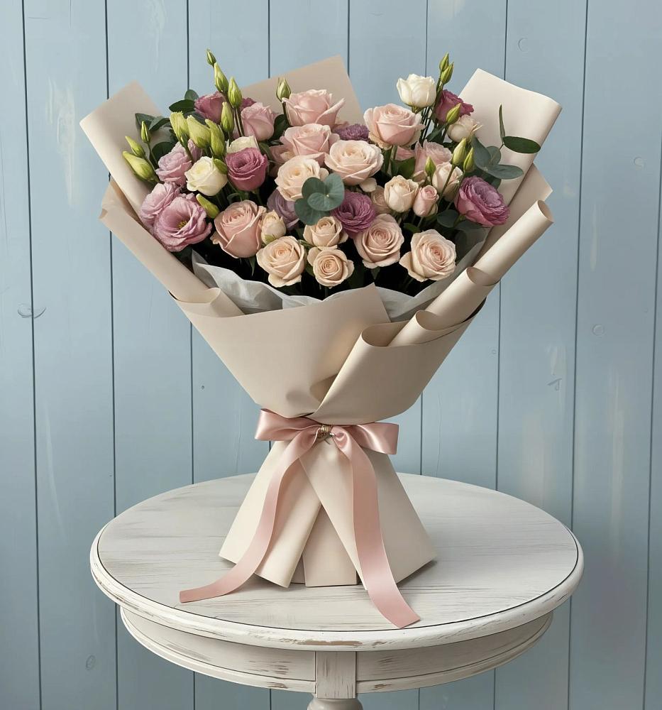 Букет цветов из: Розы и Лизиантусы в Фатеево