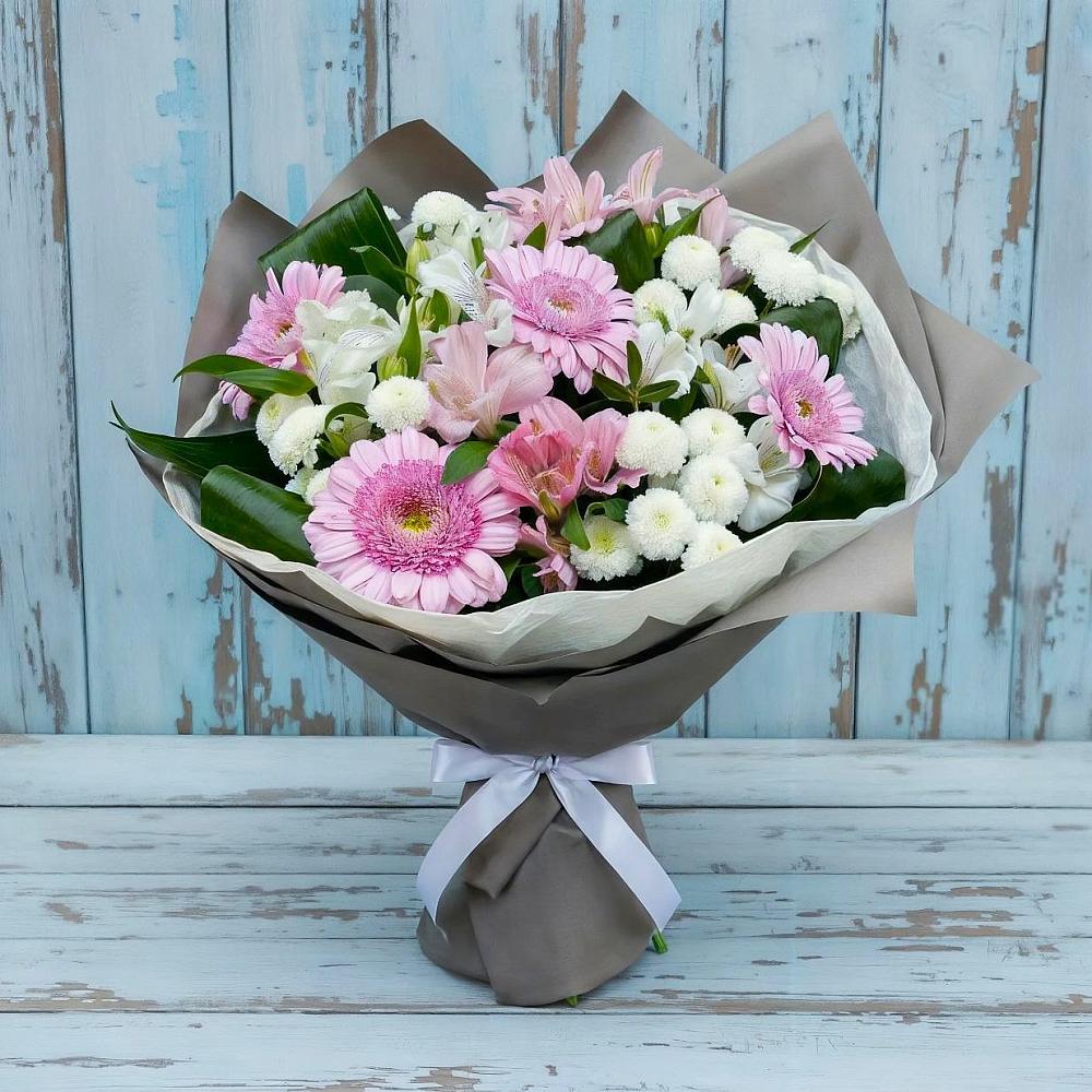 Букет цветов из: Герберы, Альстромерии и Хризантемы в Фатеево