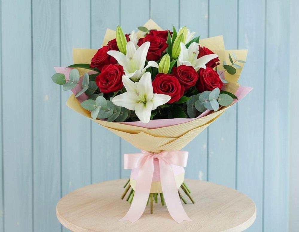 Букет цветов из: Лилии и Розы в Фатеево